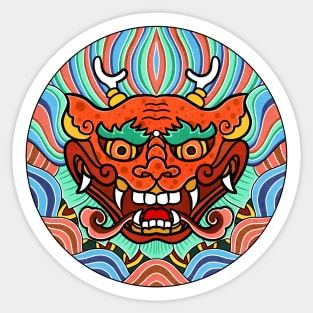 Minhwa: Dragon Face on Shield B Type Sticker